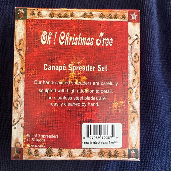 NEW Christmas Tree Set of 3 Spreaders 4.5” Long Hand Painted - Picture 2 of 4